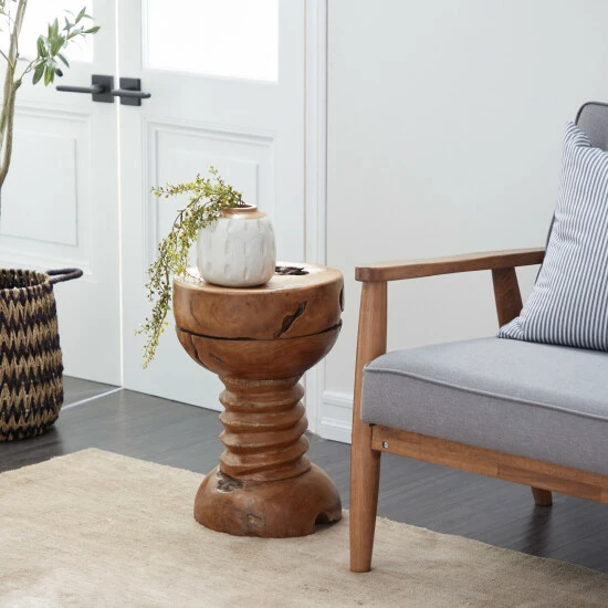 Discount 🥰 Studio 350 Teak Wood Rustic Stool 20 X 13 - 13 X 13 X 20 🔔