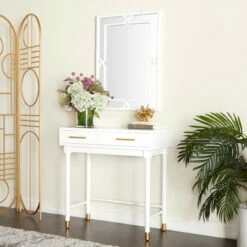 Budget 🧨 Studio 350 White MDF Traditional Console Table With Mirror (Set Of 2) - 31 X 16 X 31 😉