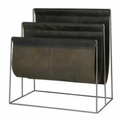 Promo ๐งจ Studio 350 Leather Modern Magazine Holder - 22 X 21 X 14 Black ๐