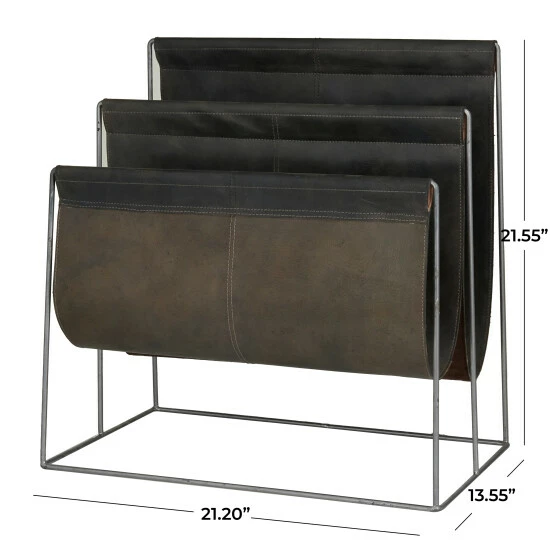 Promo ๐งจ Studio 350 Leather Modern Magazine Holder - 22 X 21 X 14 Black ๐ - Image 5