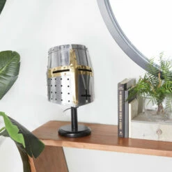 Brand new 🌟 Studio 350 Silver Iron Vintage Helmet 17 X 10 X 10 - 10 X 10 X 17 🔥