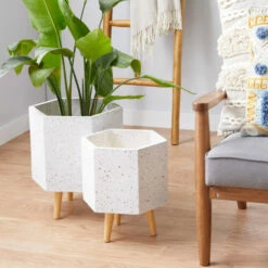 Hot Sale ๐ Studio 350 MgO Contemporary Planter (Set Of 2) - S/2 15", 17"H White ๐ฏ