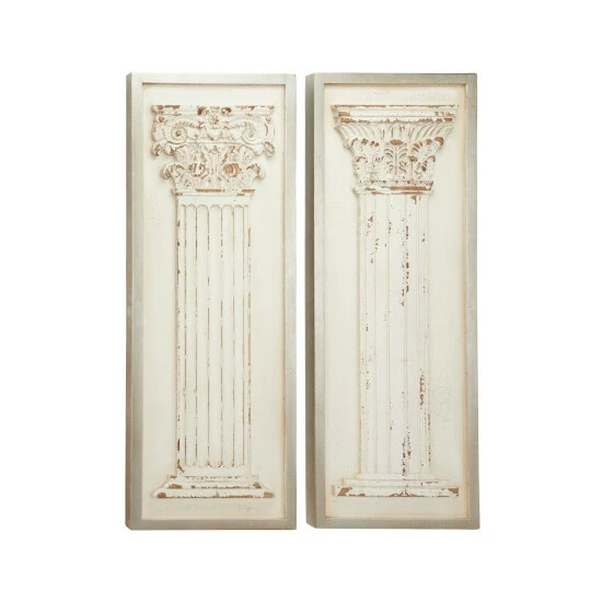 Brand new ✔️ Studio 350 White Wood Vintage Wall Decor Architecture (Set Of 2) 💯