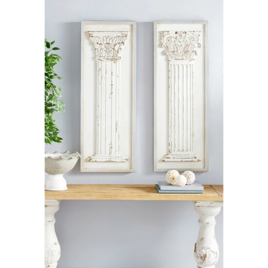 Brand new ✔️ Studio 350 White Wood Vintage Wall Decor Architecture (Set Of 2) 💯 - Image 2