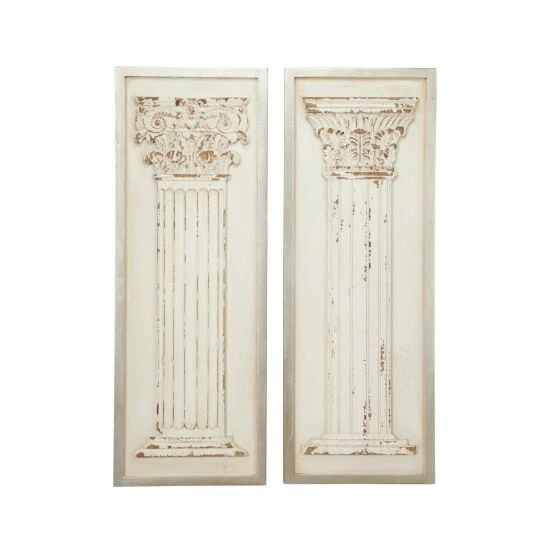 Brand new ✔️ Studio 350 White Wood Vintage Wall Decor Architecture (Set Of 2) 💯 - Image 3