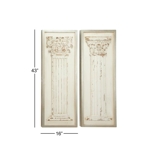 Brand new ✔️ Studio 350 White Wood Vintage Wall Decor Architecture (Set Of 2) 💯 - Image 5