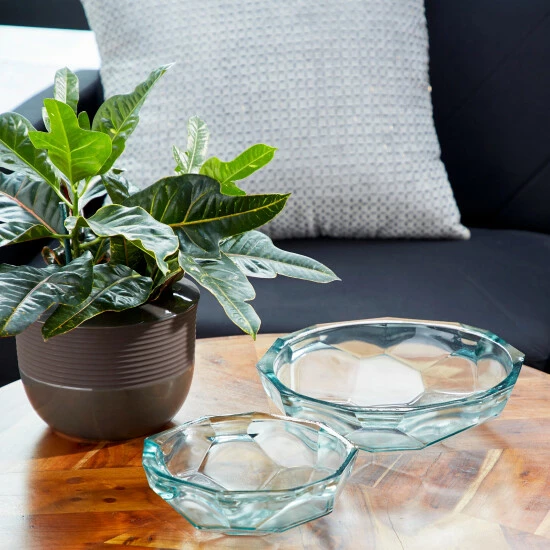 New 🧨 Studio 350 Large Origami Shaped Soda Lime Glass Dishes Set Of 2 13" X 13" X 3" ❤️