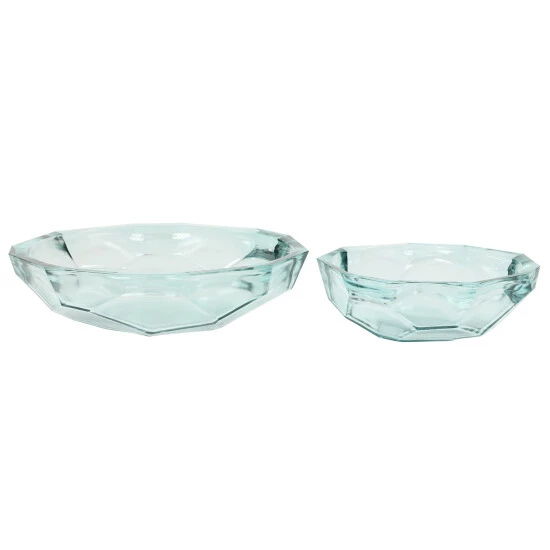 New 🧨 Studio 350 Large Origami Shaped Soda Lime Glass Dishes Set Of 2 13" X 13" X 3" ❤️ - Image 2