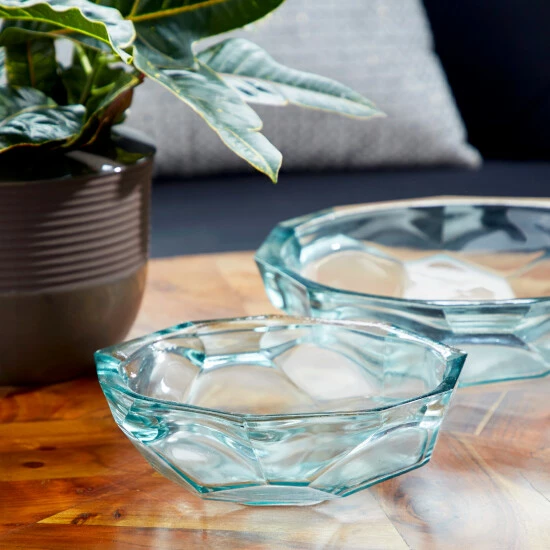 New 🧨 Studio 350 Large Origami Shaped Soda Lime Glass Dishes Set Of 2 13" X 13" X 3" ❤️ - Image 3