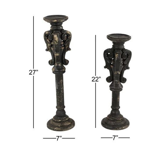 Flash Sale โจ Studio 350 Wood Vintage Candle Holder (Set Of 2) - 7 X 7 X 27 Brown ๐ - Image 6