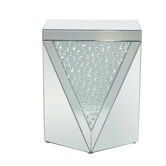 Budget 😍 Studio 350 Silver Wood Mirrored Geometric Accent Console Table With Crystal Embellishments ✨ - Image 3