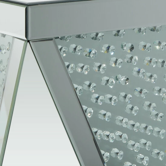 Budget 😍 Studio 350 Silver Wood Mirrored Geometric Accent Console Table With Crystal Embellishments ✨ - Image 4