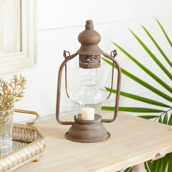 Hot Sale 🔥 Studio 350 Brown Metal Rustic Lantern 17 X 7 X 5 - 7 X 5 X 17 🌟