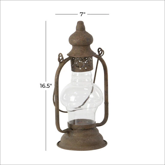 Hot Sale 🔥 Studio 350 Brown Metal Rustic Lantern 17 X 7 X 5 - 7 X 5 X 17 🌟 - Image 6