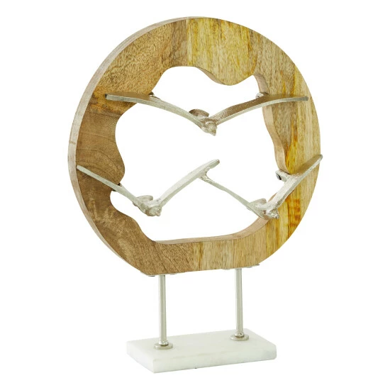 Brand new โ Studio 350 Silver Wood Contemporary Sculpture Bird 13 X 10 X 3 - 10 X 3 X 13Round ๐ - Image 2