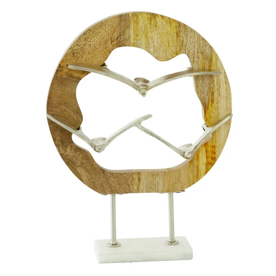 Brand new โ Studio 350 Silver Wood Contemporary Sculpture Bird 13 X 10 X 3 - 10 X 3 X 13Round ๐ - Image 3