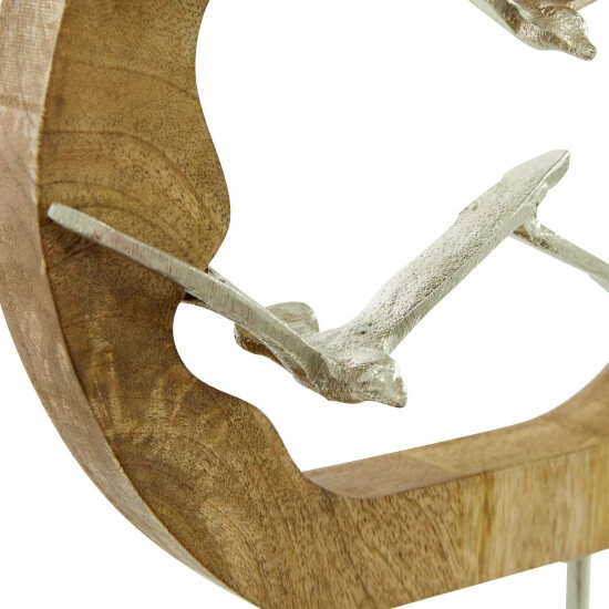 Brand new โ Studio 350 Silver Wood Contemporary Sculpture Bird 13 X 10 X 3 - 10 X 3 X 13Round ๐ - Image 5