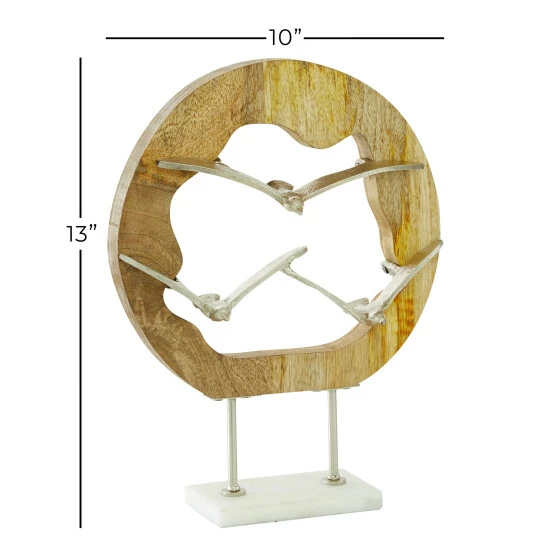 Brand new โ Studio 350 Silver Wood Contemporary Sculpture Bird 13 X 10 X 3 - 10 X 3 X 13Round ๐ - Image 6