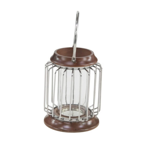 Coupon 😉 Studio 350 Large Wood & Metal Bar Hanging Lantern With Handle & Hurricane Glass Candle Holder 9 X 11 - 9 X 9 X 11 😍 - Image 3