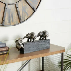 New 😀 Studio 350 Black Polystone Eclectic Sculpture Elephant - 8 X 17 X 4 🤩