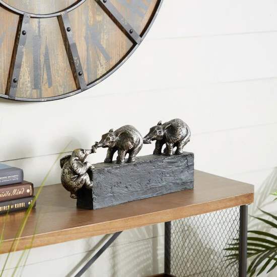 New 😀 Studio 350 Black Polystone Eclectic Sculpture Elephant - 8 X 17 X 4 🤩