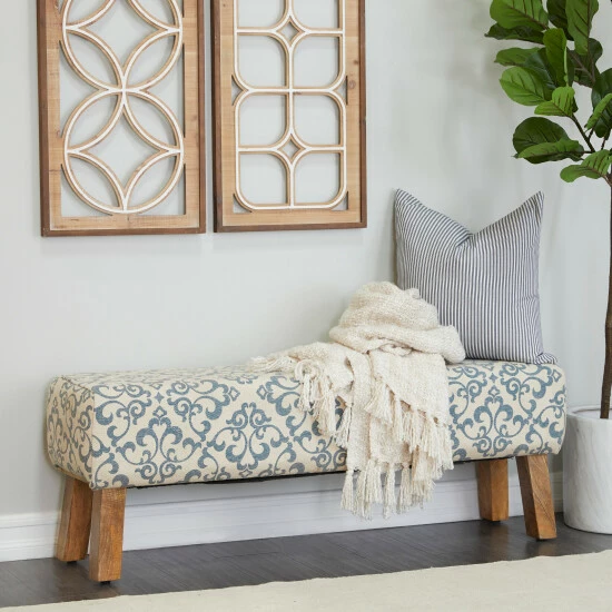 Flash Sale 😀 Studio 350 Cream Fabric Bohemian Bench - 50 X 13 X 17 🤩