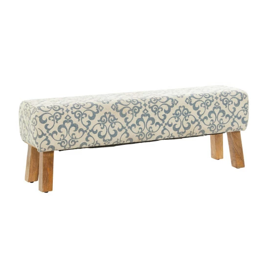 Flash Sale 😀 Studio 350 Cream Fabric Bohemian Bench - 50 X 13 X 17 🤩 - Image 2
