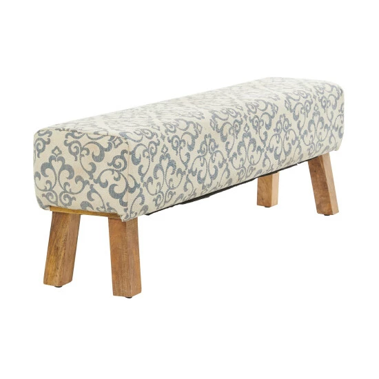 Flash Sale 😀 Studio 350 Cream Fabric Bohemian Bench - 50 X 13 X 17 🤩 - Image 3
