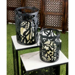 Promo 🔥 Studio 350 Black Metal Eclectic Lantern, Set Of 2 14" X 10" X 10" - 10 X 10 X 14 😉