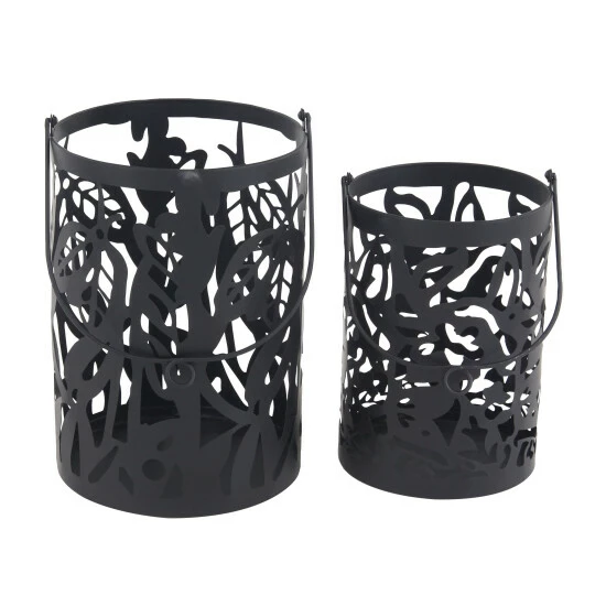 Promo 🔥 Studio 350 Black Metal Eclectic Lantern, Set Of 2 14" X 10" X 10" - 10 X 10 X 14 😉 - Image 2