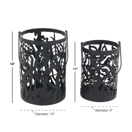 Promo 🔥 Studio 350 Black Metal Eclectic Lantern, Set Of 2 14" X 10" X 10" - 10 X 10 X 14 😉 - Image 5