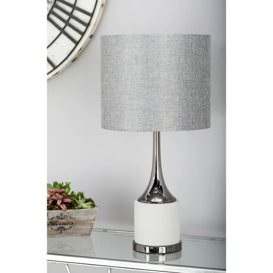Outlet 😍 Studio 350 23 Inch Modern Ceramic And Iron Polished Table Lamp - 12 X 12 X 23 Grey ❤️ - Image 5
