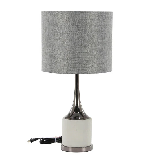 Outlet 😍 Studio 350 23 Inch Modern Ceramic And Iron Polished Table Lamp - 12 X 12 X 23 Grey ❤️ - Image 7
