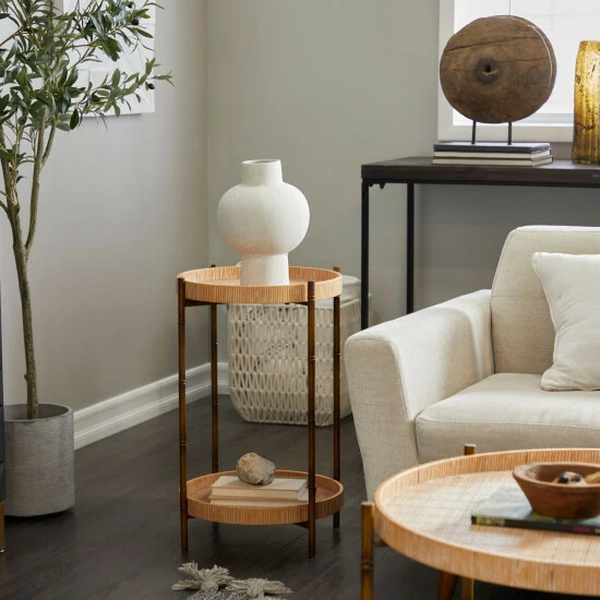 Wholesale 🔔 Studio 350 Brown Rattan Modern Accent Table - 18 X 18 X 26 🔔