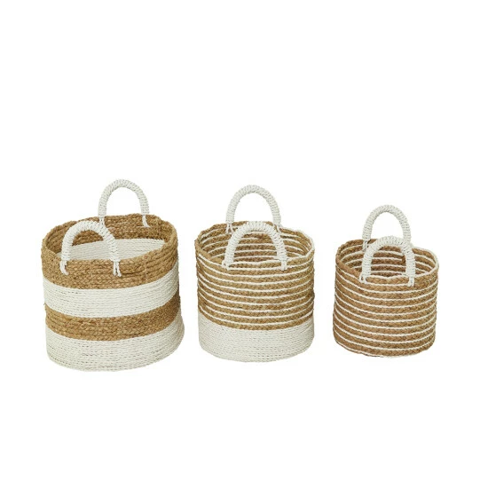 Buy 🛒 Studio 350 Brown Seagrass Bohemian Storage Basket ( Set Of 3) - S/3 19", 16", 13"W 🛒 - Image 3