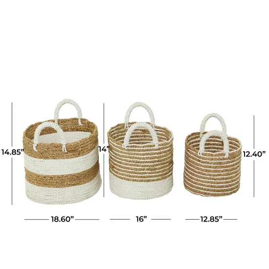 Buy 🛒 Studio 350 Brown Seagrass Bohemian Storage Basket ( Set Of 3) - S/3 19", 16", 13"W 🛒 - Image 7