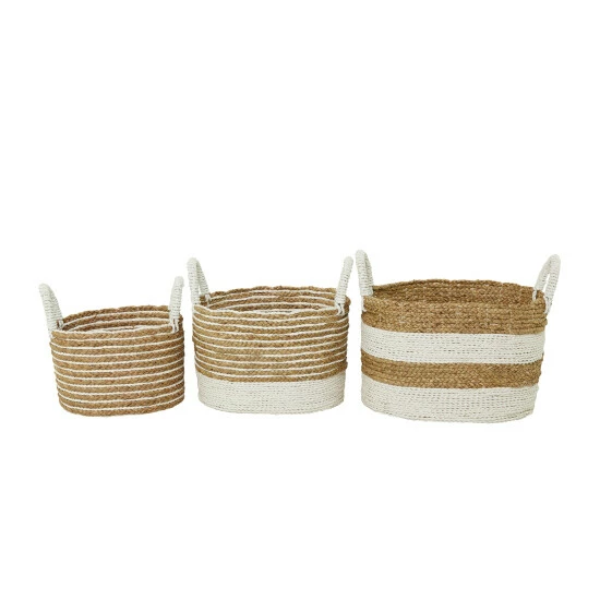 Buy 🛒 Studio 350 Brown Seagrass Bohemian Storage Basket ( Set Of 3) - S/3 19", 16", 13"W 🛒 - Image 8