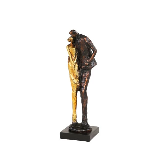 Coupon 😀 Studio 350 Tall Metallic Bronze & Gold Human Figurines Embracing Sculpture On Black Base, 4 X 13 ✨ - Image 2