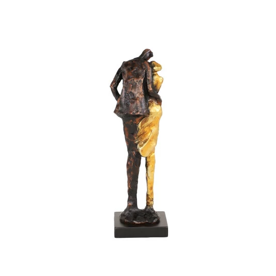 Coupon 😀 Studio 350 Tall Metallic Bronze & Gold Human Figurines Embracing Sculpture On Black Base, 4 X 13 ✨ - Image 3