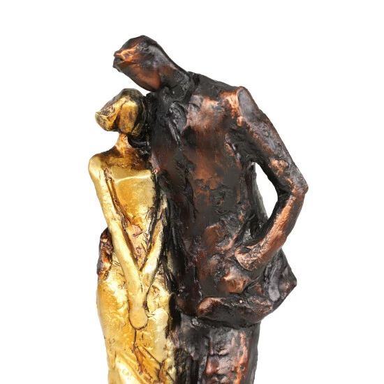 Coupon 😀 Studio 350 Tall Metallic Bronze & Gold Human Figurines Embracing Sculpture On Black Base, 4 X 13 ✨ - Image 6