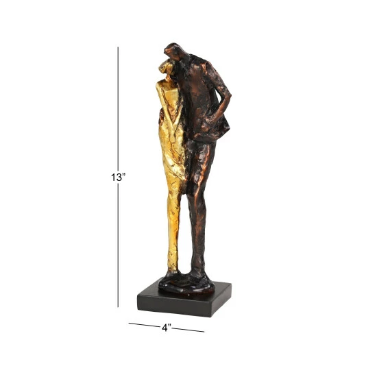 Coupon 😀 Studio 350 Tall Metallic Bronze & Gold Human Figurines Embracing Sculpture On Black Base, 4 X 13 ✨ - Image 8
