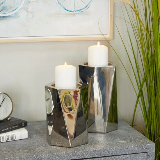 Buy 🔥 Studio 350 Stainless Steel Glam Candle Holder (Set Of 2) - S/2 10", 8"H Gold 😀 - Image 7