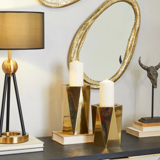 Buy 🔥 Studio 350 Stainless Steel Glam Candle Holder (Set Of 2) - S/2 10", 8"H Gold 😀 - Image 8