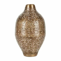 Flash Sale ๐งจ Studio 350 Round Gold Metal Vase With Geometric Cutouts 10" X 17" - 10 X 10 X 17 ๐