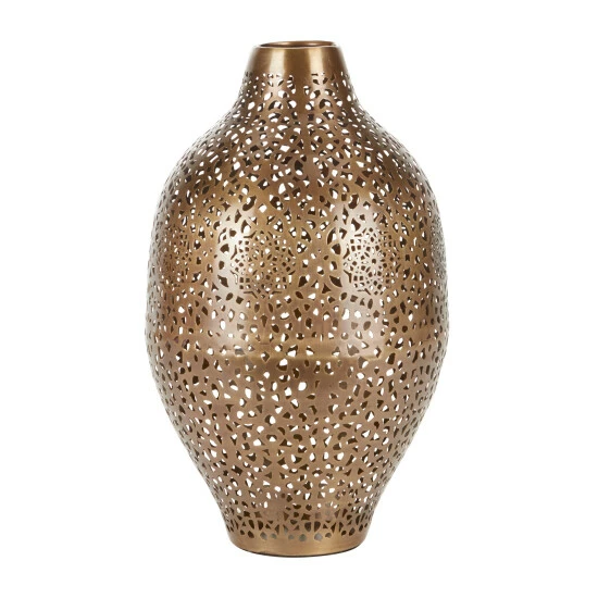 Flash Sale ๐งจ Studio 350 Round Gold Metal Vase With Geometric Cutouts 10" X 17" - 10 X 10 X 17 ๐