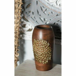 Flash Sale 💯 Studio 350 Brown Wood Coastal Vase 12 X 6 X 7 🔔