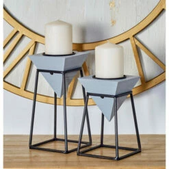 Outlet 😀 Studio 350 Wood Modern Candle Holder (Set Of 2) - S/2 8"W, 10"H White 🌟