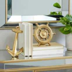Hot Sale β¨ Studio 350 Gold Aluminum Nautical Ship Sculpture (Set Of 2) - S/2 6", 7"H π