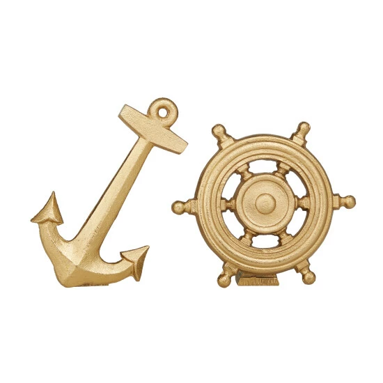 Hot Sale โจ Studio 350 Gold Aluminum Nautical Ship Sculpture (Set Of 2) - S/2 6", 7"H ๐ - Image 2