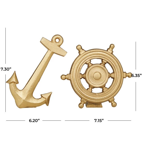 Hot Sale โจ Studio 350 Gold Aluminum Nautical Ship Sculpture (Set Of 2) - S/2 6", 7"H ๐ - Image 6